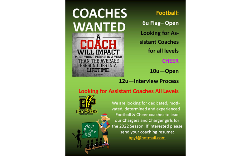 Wanted Coaches 2022 Season